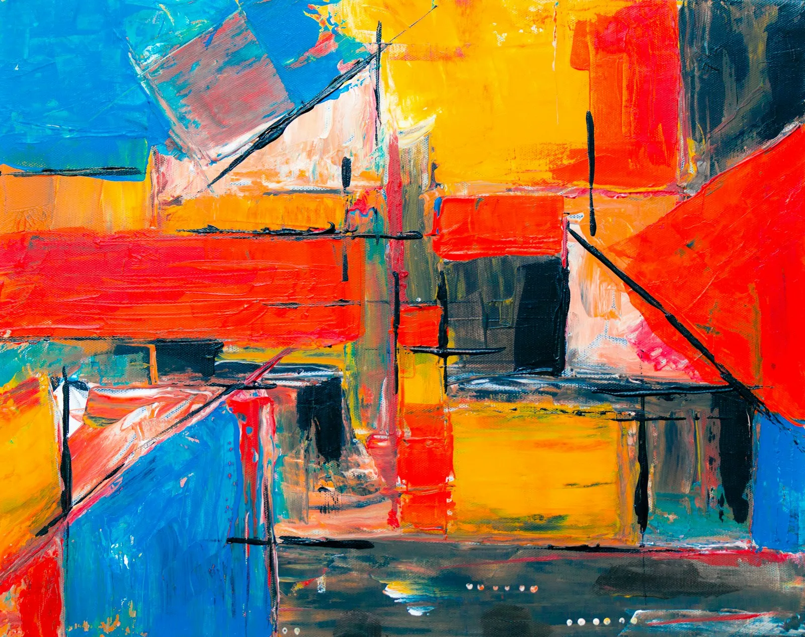 Geometrisch-abstrakte Komposition in Rot, Blau und Gelb